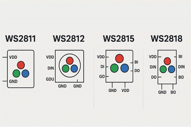 WS2811、WS2812、WS2815、WS2818 有什么區別?工程項目該怎么選?
